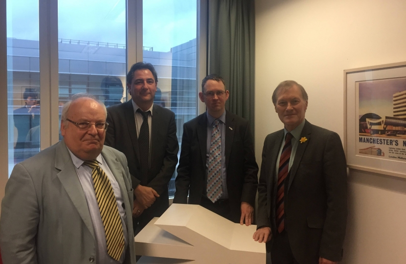 From left to right: Geoffrey May, Karl Lansley, Paul Maynard MP (Transport Minister) and Sir David Amess MP